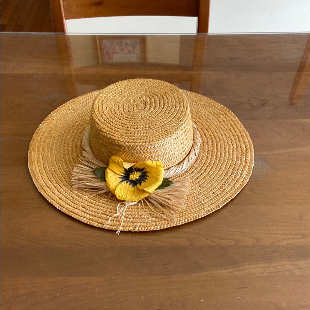 Straw Sun Hat with Yellow Flower Accent